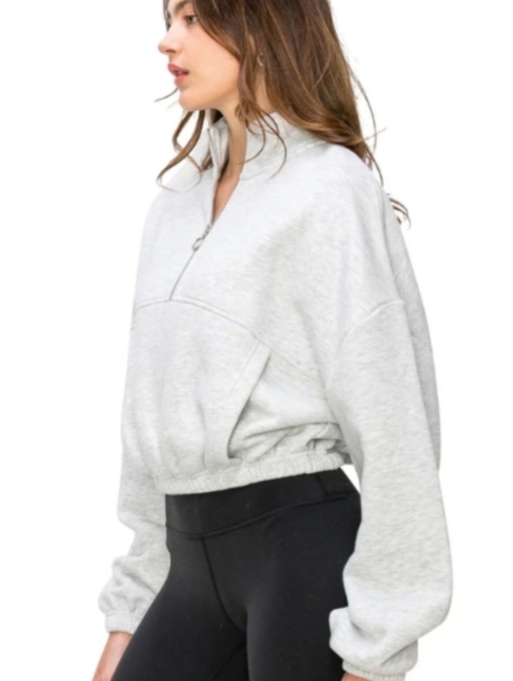 Lazy Sunday Gray Quarter Zip Pullover Sweatshirt